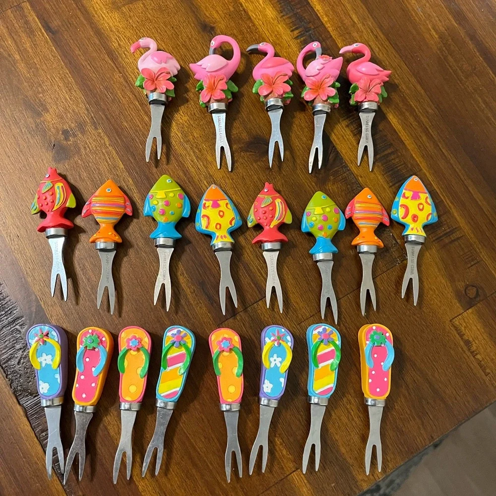 Lot of Tropical Part Appetizer Forks